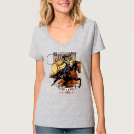 Red een paard; rij een cowboy | Dames V-hals T-shirt