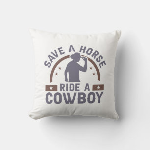Red een paard, rij een cowboy kussen
