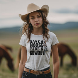 Red een paard, rij een cowboy t-shirt