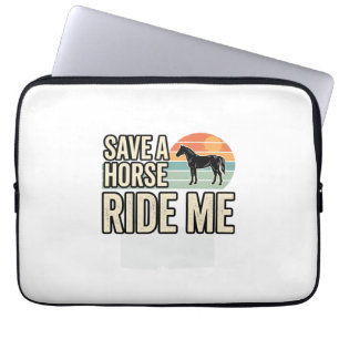 Red een paard rij me vintage western shirt ontwerp laptop sleeve