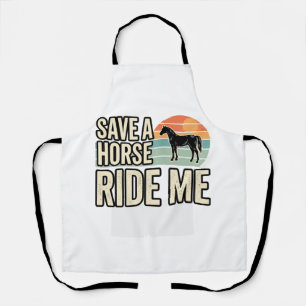 Red een paard rij me vintage western shirt ontwerp schort