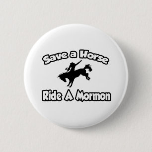 Red een paard, rijd op een Mormon Ronde Button 5,7 Cm