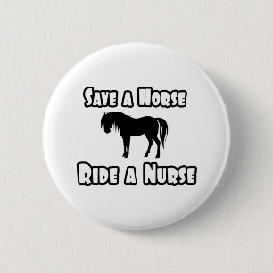 Red een paard, rijd op een verpleegster ronde button 5,7 cm