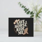 Red een Paardenrit Me Funny Cowboy Western Briefkaart (Staand voorkant)