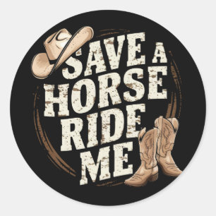 Red een Paardenrit Me Funny Cowboy Western Ronde Sticker