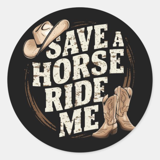 Red een Paardenrit Me Funny Cowboy Western Ronde Sticker (Voorkant)