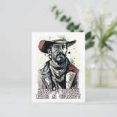 Red een paardrijden een cowboy grappige Westerne G Briefkaart (Staand voorkant)