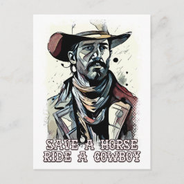 Red een paardrijden een cowboy grappige Westerne G Briefkaart
