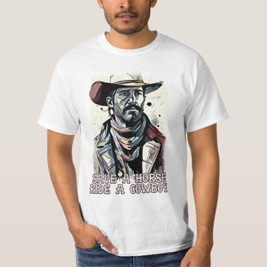Red een paardrijden een cowboy grappige Westerne G T-shirt (Voorkant)