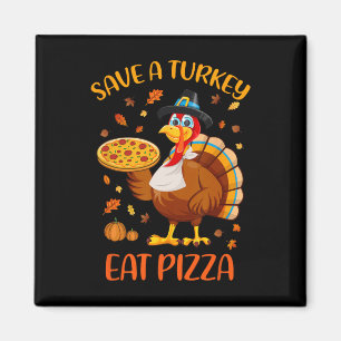 Red een Thanksgiving Man van een Turks Eat Pizza F Magneet