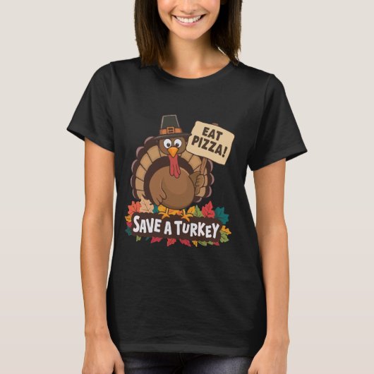 Red een Thanksgiving Man van een Turks Eat Pizza F T-shirt (Voorkant)