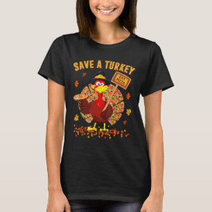Red een Thanksgiving Man van een Turks Eat Pizza F T-shirt
