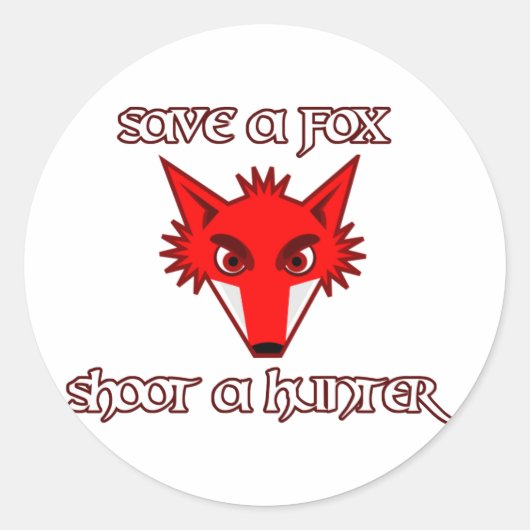 Red een vos - schiet een jager ronde sticker (Voorkant)