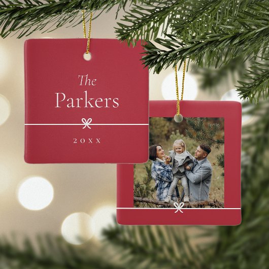 Red | Eenvoudige minimale boog foto Keramisch Ornament