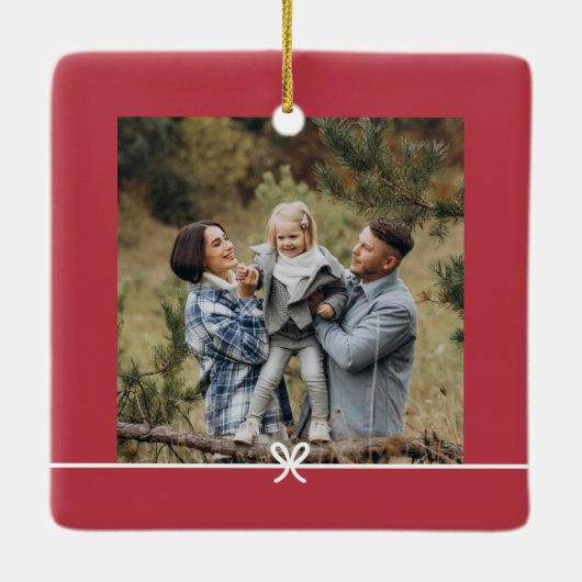 Red | Eenvoudige minimale boog foto Keramisch Ornament (Achterkant)