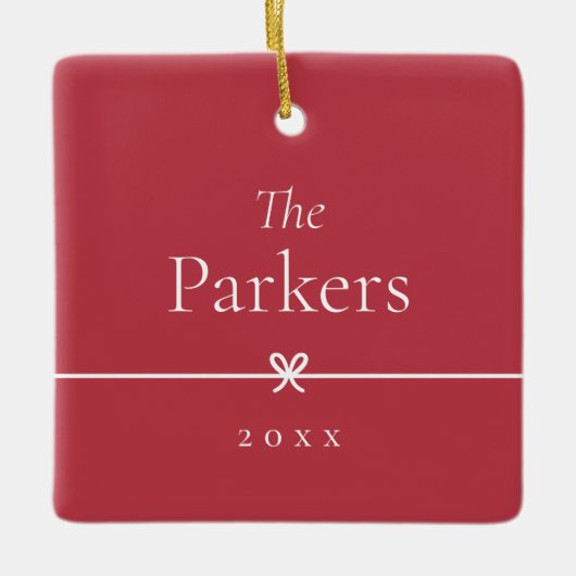 Red | Eenvoudige minimale boog foto Keramisch Ornament (Voorkant)