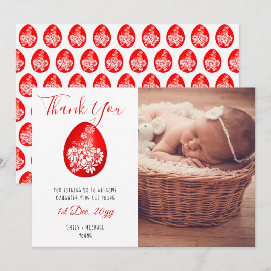 Red Eg en Ginger Party DANKEN JE FOTO-kaart Feestdagenkaart (Voorkant / Achterkant)