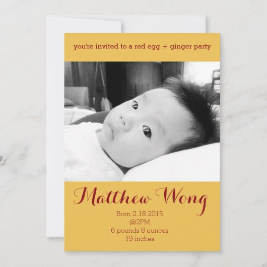 Red Egg and Ginger Party 100 dagen oud Chinees Kaart (Voorkant)