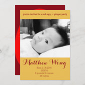 Red Egg and Ginger Party 100 dagen oud Chinees Kaart (Voorkant / Achterkant)