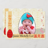 Red Egg en Ginger One-Macht Baby Girl Party Kaart (Voorkant / Achterkant)