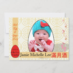 Red Egg en Ginger One-Macht Baby Girl Party Kaart