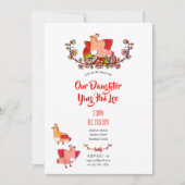 Red Egg Ginger Party nodigt Waterverf vogels uit Kaart (Voorkant)