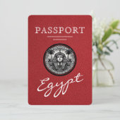 Red Egypt Passport Wedding Invitation Kaart (Staand voorkant)