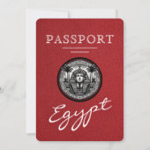 Red Egypt Passport Wedding Invitation Kaart (Voorkant)