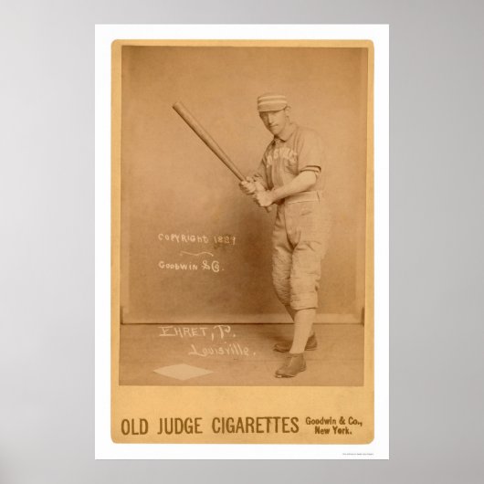 Red Ehret Baseball Kaart 1889 Poster (Voorkant)