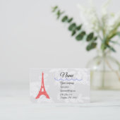 Red Eiffel Tower & Blue diamanten op Lace Business Visitekaartje (Staand voorkant)