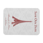 Red Eiffel Tower Damask sparen de Magnet Datum Magneet (Horizontaal)