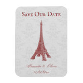 Red Eiffel Tower Damask sparen de Magnet Datum Magneet (Verticaal)