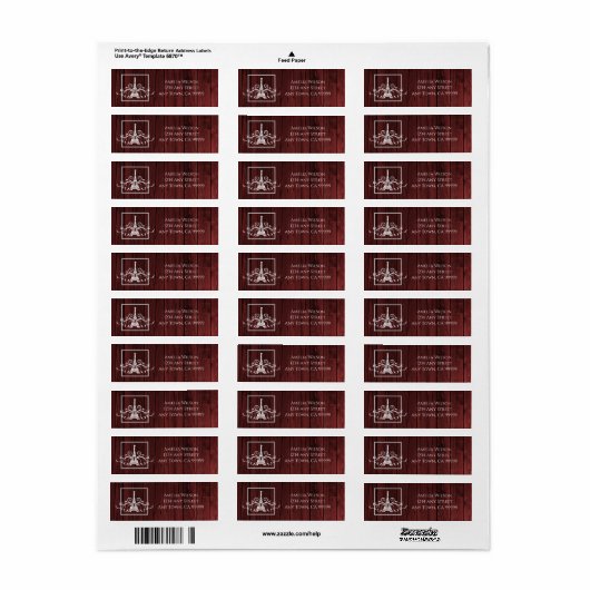 Red Eiffel Tower Rustic Return Address Label (Full Sheet)