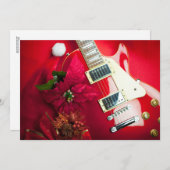 Red Electric Guitar met kerstversiering Feestdagenkaart (Voorkant / Achterkant)
