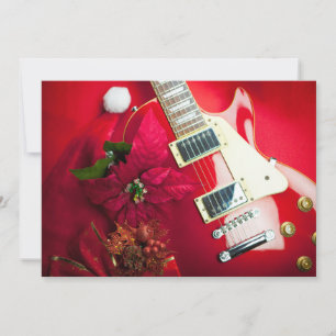 Red Electric Guitar met kerstversiering Feestdagenkaart