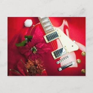 Red Electric Guitar met kerstversiering Feestdagenkaart