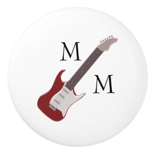 Red Electric Guitar Monogrammed Ceramic Knob Keramische Knop (Voorkant)