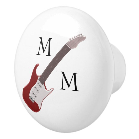 Red Electric Guitar Monogrammed Ceramic Knob Keramische Knop (Rechts)