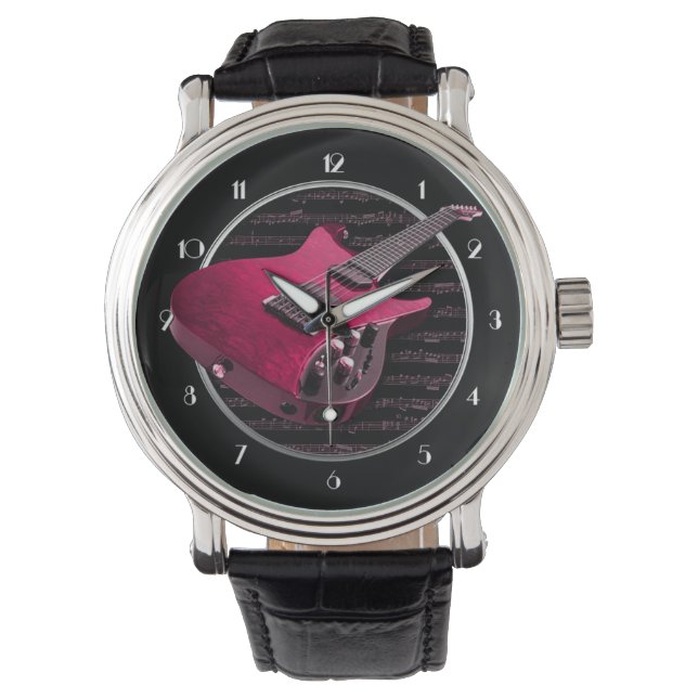 Red Electric Guitar Wrist Watch Horloge (Voorkant)