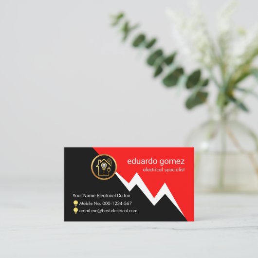 Red Electric Lightning Powers Your Name Visitekaartje (Staand voorkant)