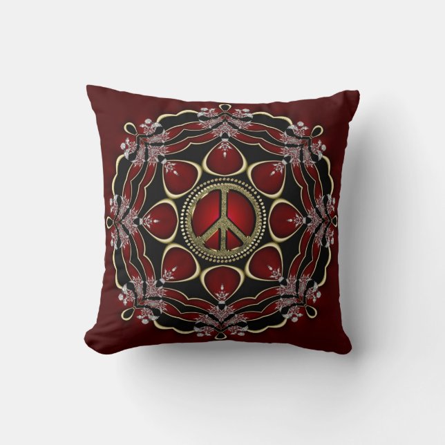 Red Elegance Mandala Vredesgebarentussen / Pillow Kussen (Voorkant)