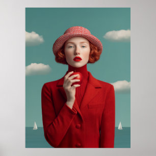 Red Elegance met Apple Poster