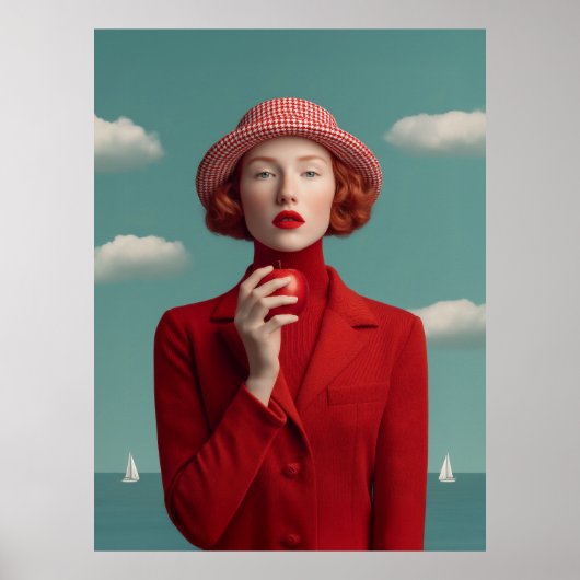 Red Elegance met Apple Poster (Voorkant)