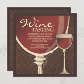 Red Elegance Wine Glass Tasting Party Kaart (Voorkant / Achterkant)