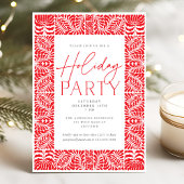 Red Elegant Arts & Crafts Style Holiday Party Kaart