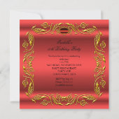 Red Elegant Black Gold Fabulous 50th Birthday Kaart (Achterkant)