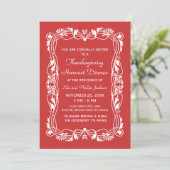 Red Elegant Border Thanksgiving Uitnodigen Kaart (Staand voorkant)