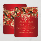 Red Elegant Christmas Wishes Save the date (Voorkant / Achterkant)