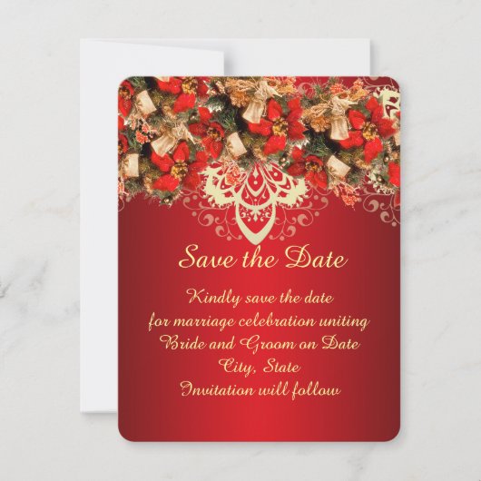 Red Elegant Christmas Wishes Save the date (Voorkant)