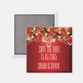 Red Elegant Christmas Wishes Save the date Magneet (Voorkant / Achterkant)